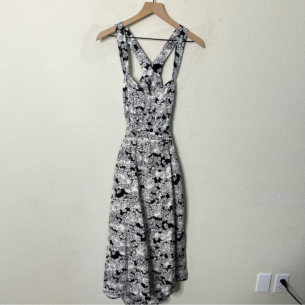 Anthropologie Printed Midi Dress‎ Black Floral Linen Blend Cutout Women’s Size S - Picture 7 of 13
